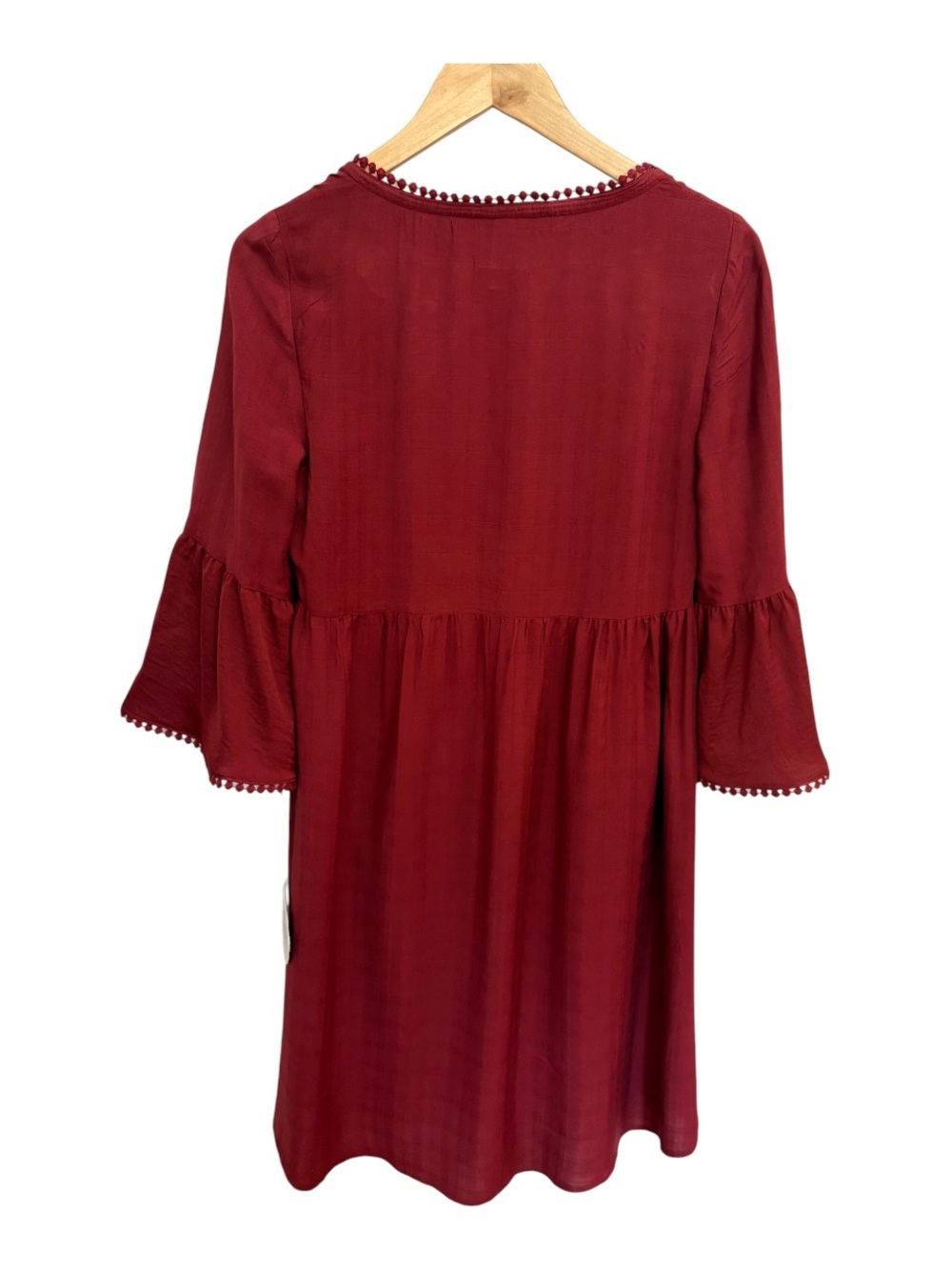 Knox Rose Burgundy Boho Lace Bell Sleeve High Low Dress S - Picture 3 of 10